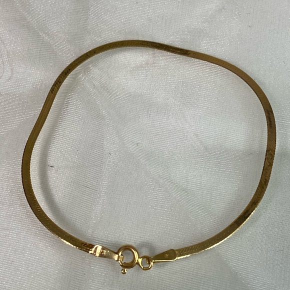 14K YELLOW GOLD Herringbone bracelet ITALIAN REAL GOLD vintage - Picture 9 of 13